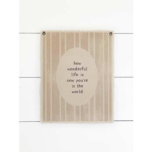 How Wonderful Life Is Nursery Wall Flag, Hanging Canvas Tapestry Pennant Banner, Vintage Nursery Wall Decor, Kids Bedroom Wall Art