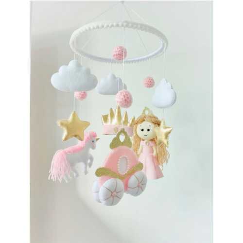 Princess Baby Crib Mobile with Music Box