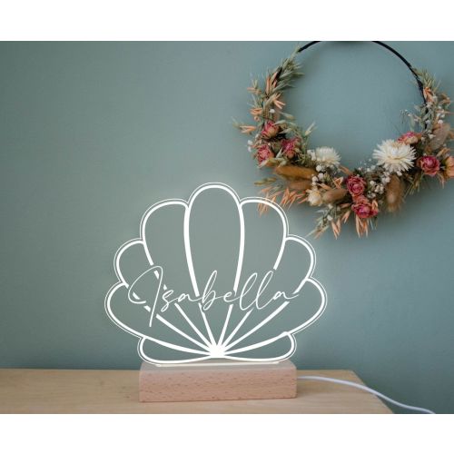 Sea shell personalised Night light, Childs room personalised light, under the sea room light, bedside light