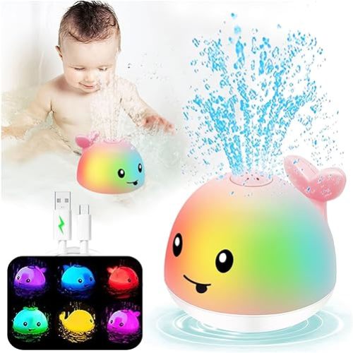 Bath Toys For 1 Year Old Girls, Pool Water Table Infant Baby Toy 6-12-18 Months, Whale Water Spray Toy, 1st Birthday Gifts For Girls,One 1 2 3 Year Old Boys Girls Gifts, Baby Toddler Shower Gifts
