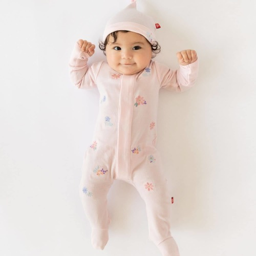 forget me not organic cotton magnetic parent favorite footie + hat set