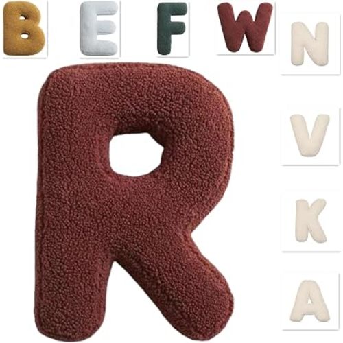 Letter Pillows,Monogram Pillow,Cute Soft Plush Letter Decorative Pillows Alphabet Throw Pillows Cushion for Living Room Sofa Couch Bed Car Decoration (R-2)