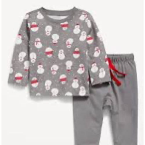 Printed Holiday Long-Sleeve T-Shirt and Pants Set for Baby