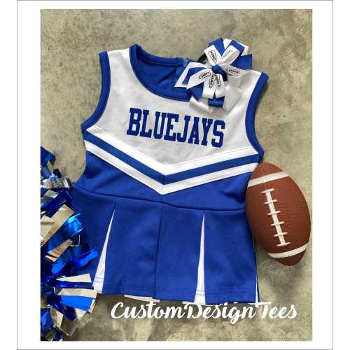 Royal Blue and White Cheer Uniform, Infant Cheer Uniforms, Toddler Cheer Dress, School Spirit, Infant Dress, Toddler Uniform, Blue Outfit