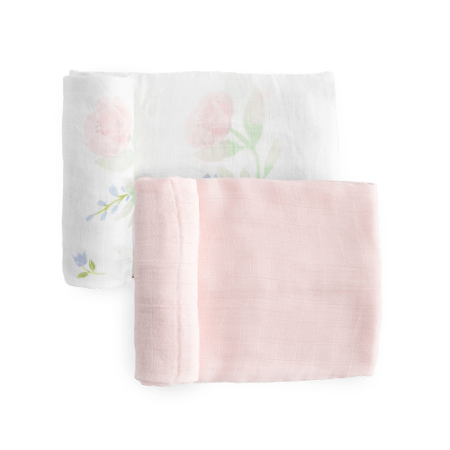Deluxe Muslin Swaddle Blanket 2 Pack - Blush Peony