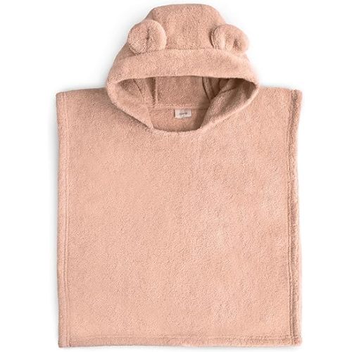 mushie Poncho Towel for Toddlers and Kids (Blush) | Organic Terry Cotton | Ages 1-3 Years