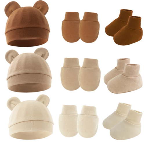 Dalrosia Newborn Hats Mittens and Socks Set Preemie Beanie Hat No Scratch Gloves and Ankle Socks for Infant Baby Boy Girl