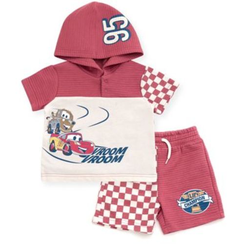 Disney Cars Newborn Baby Boys Pullover Hoodie and French Terry Shorts Brown / Off White Cars 0-3 Months