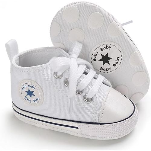 Unisex Baby Girls Boys Canvas High-top Shoes, Newborn Infant Anti-Slip Soft Sole Frist Walking Breathable Sneakers