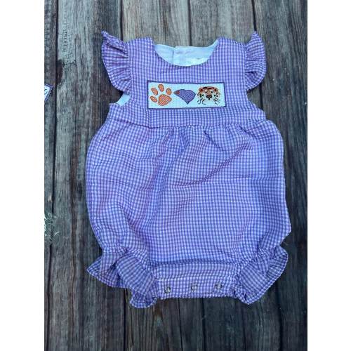 Baby Girl Purple Seersucker Bubble