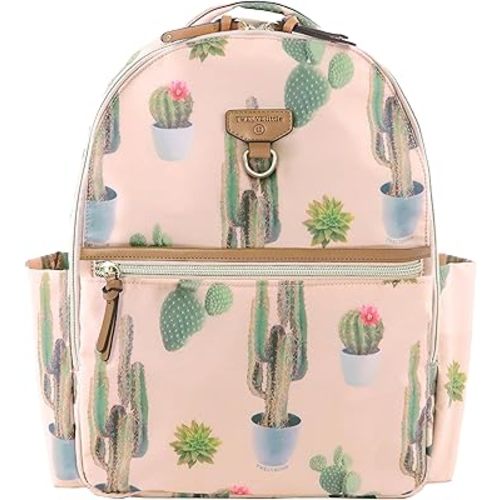 TWELVElittle Midi Go Diaperbag Backpack with Changing Pad, Diaper Bag Backpack for Moms or Dads with Insulated Pockets (Cactus Print)