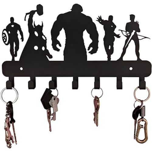 Superheros Wall Mounted Metal Key Holder, Key Organizer, Metal Key hook, 10.6 X 7.5 X 1 INCH