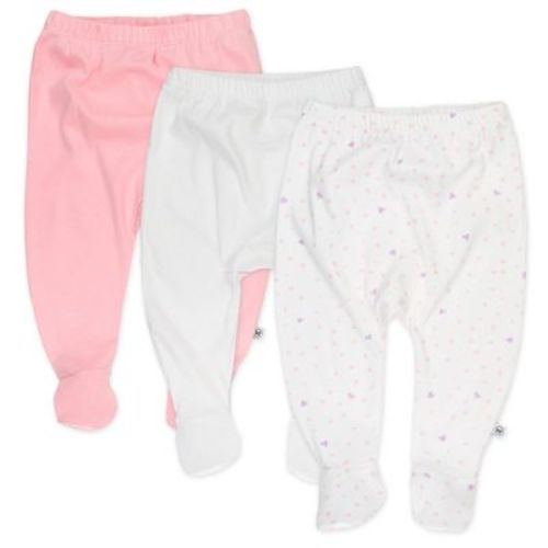 3-Pack Organic Cotton Footed Pants Love Dot 0-3m