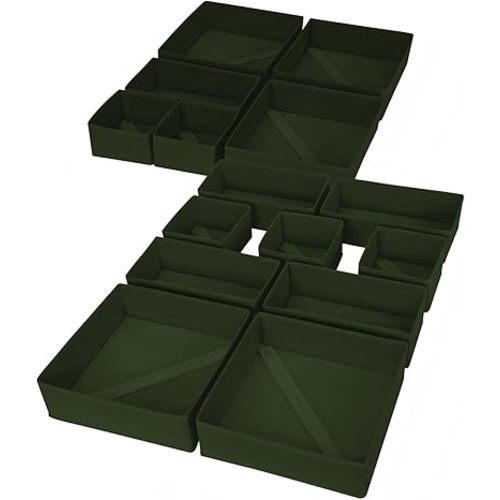 DIMJ Drawer Organizer Clothes, 15 Pack Dresser Organizer, Foldable Closet Organizers and Storage, Fabric Dresser Bins, Drawer Dividers for Nursery, Baby Clothes, Underwears, Sock (Green)
