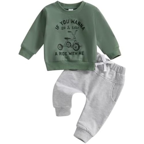 Toddler Baby Boy Clothes Crewneck Sweatshirt Long Sleeve Letter Print Shirt with Pants Cute Fall Winter Outfits
