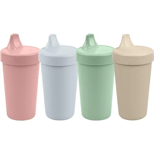 Re-Play Made in USA 10 Oz. Sippy Cups for Toddlers, Pack of 4 - Reusable Spill Proof Cups for Kids, Dishwasher/Microwave Safe - Hard Spout Sippy Cups for Toddlers 3.13" x 6.25", Desert Sands