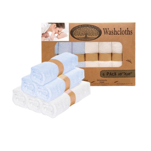 Organic Baby Washcloths Ultra Soft for Face & Body by Touch of Nature (Blue/White)