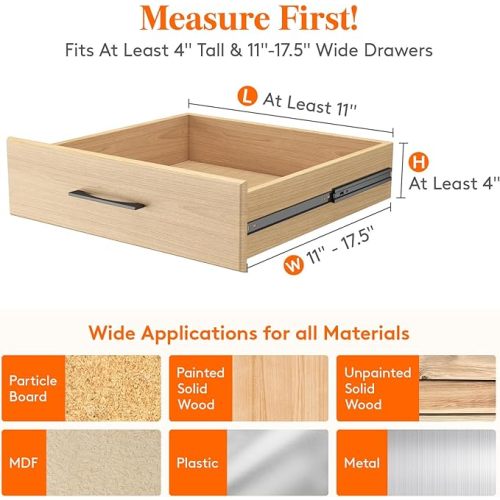 Lifewit 5 Pack Drawer Dividers Plastic 4" High, 11-17" Adjustable Drawer Organizers for Clothes, Expandable Dresser Separators in Bedroom/Bathroom/Kitchen/Office Organization and Storage, Beige