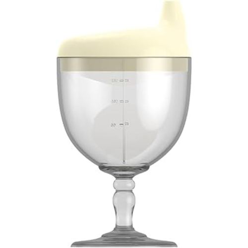 Fancy Wine Glass Sippy Cup Spill Proof for Baby, Toddler, and Child, Goblet Style Great for Your Prince & Princess Holidays Birthday Party Celebration, 5 Ounce(Yellow)