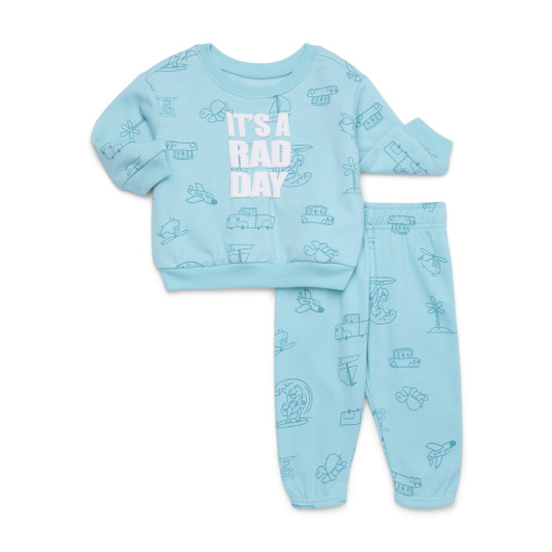Garanimals Baby Boys’ Fleece Sweatshirt and Jogger Pants Outfit Set, 2-Piece, Sizes 0m-24m