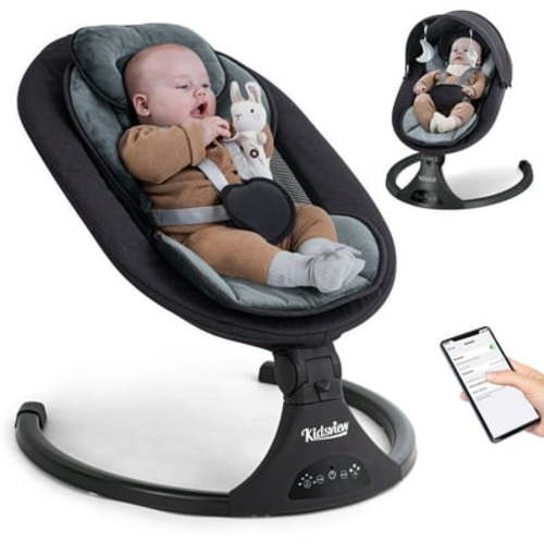 Electric Baby Swing for Infants ,Portable Baby Swing with Timing Function 5 Swing Speeds Bluetooth Touch Screen,Music Speaker 12 Preset Lullabies for Babies 0-9 Months,0-20lb,Unisex,Black