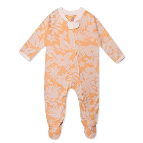 HonestBaby Sleep & Play Footed One-Piece Pajama Sleeper 100% Organic Cotton, Baby Girls