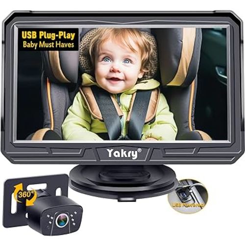 Baby Car Camera Backseat Easy: Setup Clear Pictures HD 1080P Day/Night Vision No Delay Keep an Eye for Little One on Driving Long Wire Easy to Hide for Vehicles with QR Code Video to Install Y60