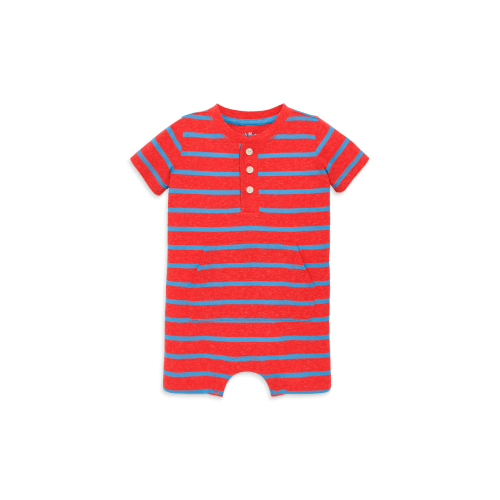 Baby Heathered Henley Shortie In Stripe, 6-12M