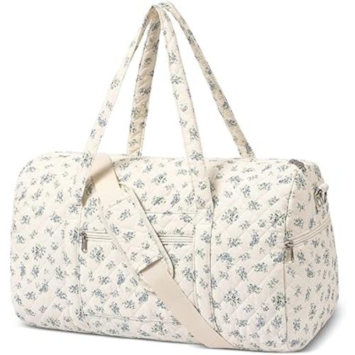 Gym Bag for Women, Cute Duffle Bag, Quilted Duffle Bag for Travel, Floral Duffle Bags, Weekend Bag with Zipper Pocket Dance Bag Organizer
