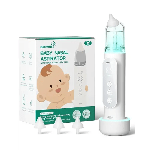 GROWNSY Nasal Aspirator for Baby, Upgraded 5 Suction Levels Baby Nose Sucker, IPX7 Waterproof Electric Nose Suction for Baby, Booger Sucker for Toddlers with Automatic Cleaning &Music &Light Functions