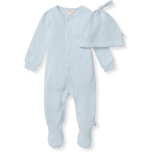 Burt's Bee Baby Infant Boys' 100% Organic Cotton Long Sleeve Jumpsuit with Hat