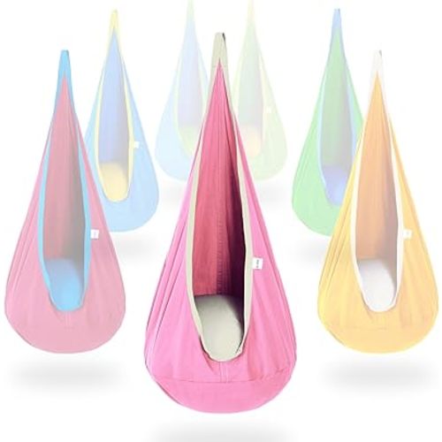 OUTREE Kids Hanging Swing Seat Hammock, Cotton Child Swing Chair for Indoor and Outdoor use (Pink)