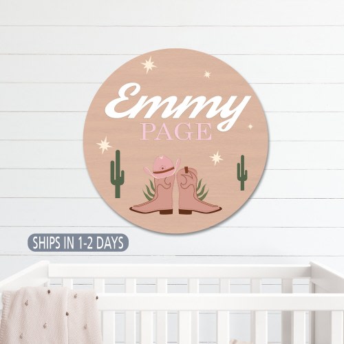 Western Theme Custom Name Sign For Nursery, Name Sign For Girls Room Decor, Baby Shower Gift, Customized Sign For Girls Nursery Decor