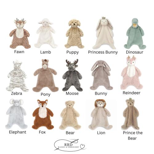 Personalized Animal Lovey, Animal Blanket, Embroidered Security Blanket, Baby Gift, Custom Personalized Baby Gift, Mon Ami Security Blankie