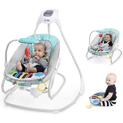 Baby Einstein Explorers Kick to It 4-in-1 Musical Swing & Rocker, with Removable Piano Toy, Ages 0 Months and Up