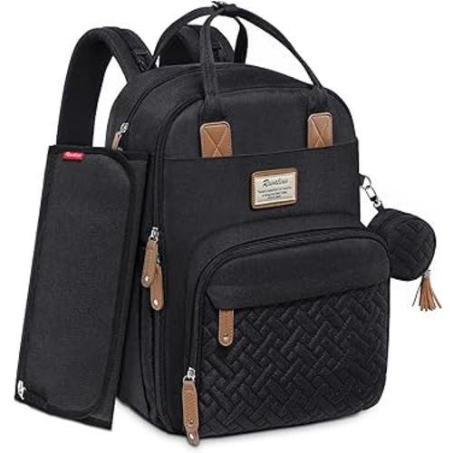 RUVALINO Diaper Bag Backpack, Neutral All-in-One Baby Bags for Boy Girl, Multifunction Large Travel Backpack (Black)