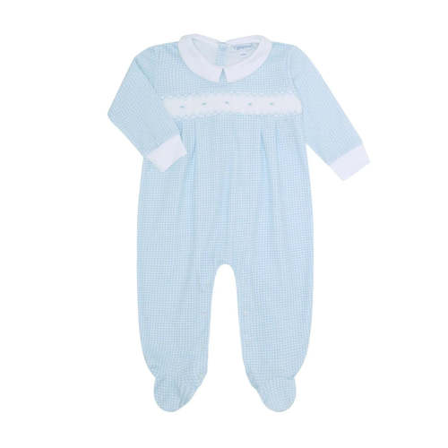 Blue Gingham Smocked Footie