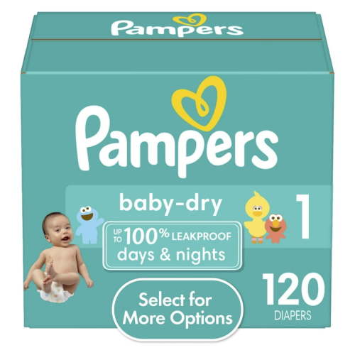 Pampers Baby Dry Baby Diapers Size 1, 120 Count (Select for More Options)