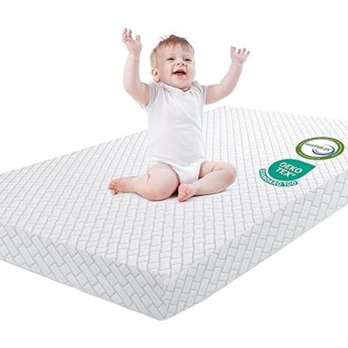 Pack N Play Mattress for Crib Toddler Pack and Play Mattress Pad 38 x 26 in, High Resilience Memory Foam Baby Mattress for Pack N Play, Breathable Pack Play Mattress Topper with Removable Cover