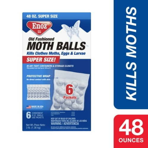 (3 pack) Enoz Old Fashioned Moth Balls, 48 oz. (3 lbs)