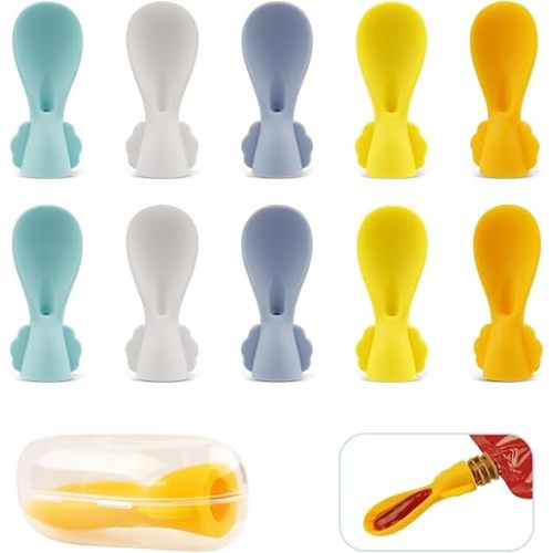 Universal Baby Food Pouch Spoon Attachment - 10 Pack, Silicone Baby Spoons for Pouches, Travel-Friendly Baby Food Squeeze Pouch Spoon