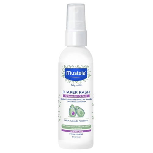 Mustela Baby Diaper Rash Cream Spray – Touch-Free protectant with Zinc Oxide & Natural Avocado - Treats, Soothes and Prevents Diaper Rash- Fragrance-Free - 3 fl. oz