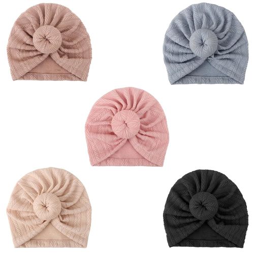 DRESHOW BQUBO 5 Pieces Baby Turban Hats Turban Bun Knot Baby Infant Beanie Baby Girl Soft Cute Toddler Cap