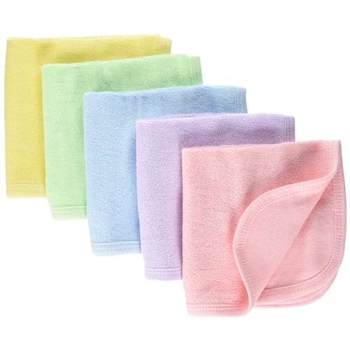 HonestBaby Unisex Baby Organic Cotton Washcloth Multi-Pack Winter Accessory Set, 5-Pack Rainbow Girl, One Size