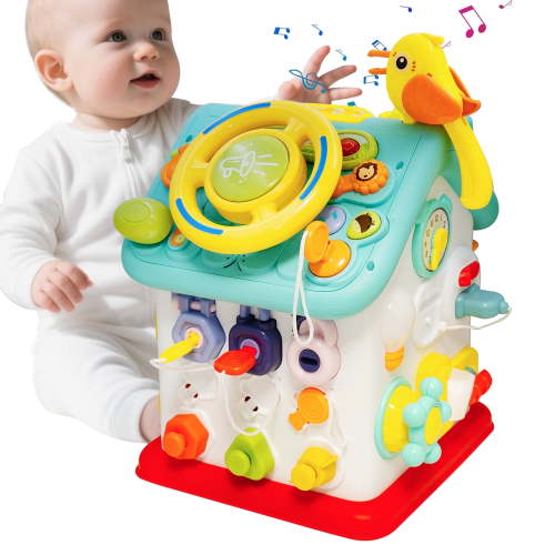 SaveJoy Baby Activity Toy with Music,6 in 1 Learning Toys for Toddlers,Educational Gift for Kids Infants Busy Toys 6-12 Months