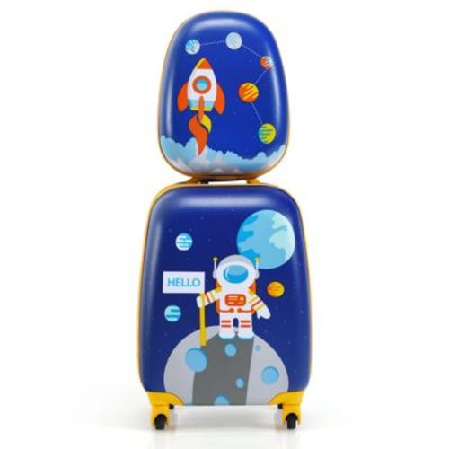 Infans 2pc Kids Carry On Luggage Set 12" Backpack & 16" Rolling Suitcase For Travel