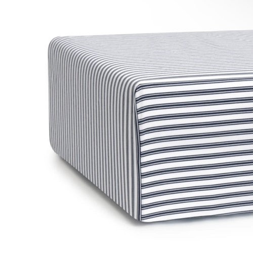 Luxe Premium Cotton Crib Sheet in Navy French Ticking