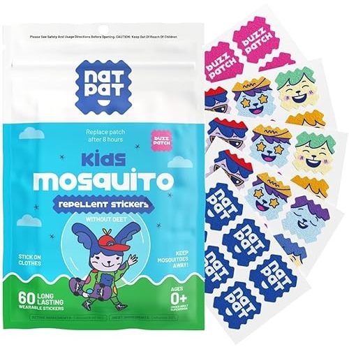 NATPAT Buzz Patch Mosquito Patch Stickers for Kids - Plant Based Ingredients, Non-Toxic - The Original All Natural Citronella Essential Oil Insect Patch, DEET Free, for Toddlers, Kids (60 Pack)
