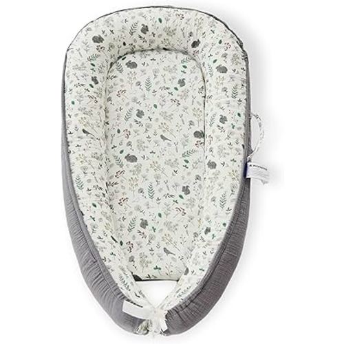 Premium Muslin Baby Lounger - Foldable, Adjustable & Breathable Infant Seat for 0-24 Months, Portable Travel Design with Mesh Liner, Soft & Cozy for Home & On-The-Go