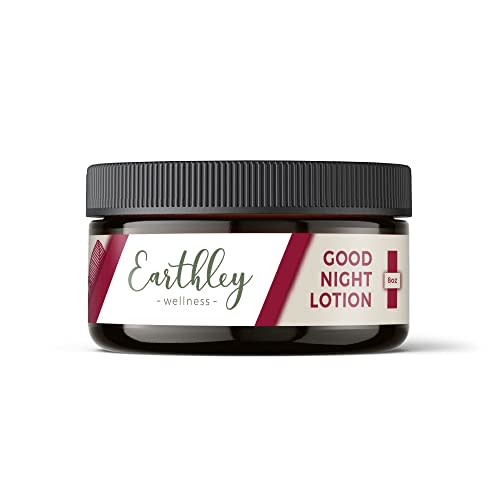 Earthley Wellness, Good Night Lotion, Magnesium Lotion, Apricot Oil, Shea Butter, Mango Butter, Candelilla Wax, Lavender Essential Oil, Vegan (Regular, 8oz)